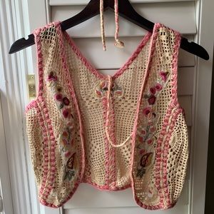 Crop crochet free people vest